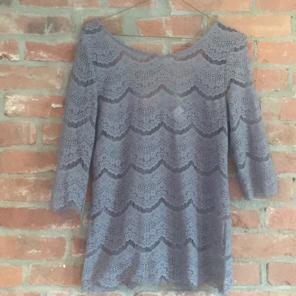 Grey Lace long sleeve top with low back